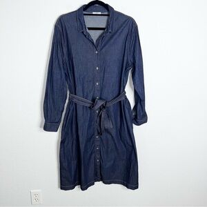 Peserico Dress Women’s 16 52 Italy Denim Chambray Long Sleeve Button Down X